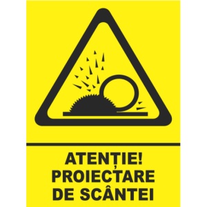 Indicator Atentie pericol de scantei, Sticker autocolant