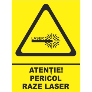Indicator Atentie pericol raze laser, Sticker autocolant