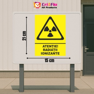 Indicator Atentie radiatii ionizante, Sticker autocolant - Img 2