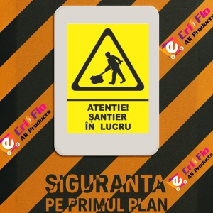 Indicator Atentie santier in lucru, Sticker autocolant - Img 3