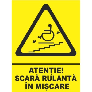 Indicator Atentie scara rulanta in miscare, Sticker autocolant