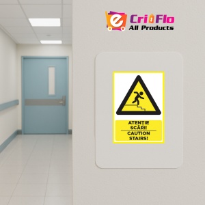 Indicator Atentie scari caution stairs, Sticker autocolant - Img 5