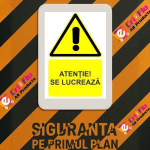 Indicator Atentie se lucreaza indicator de avertizare, Sticker autocolant - Img 3