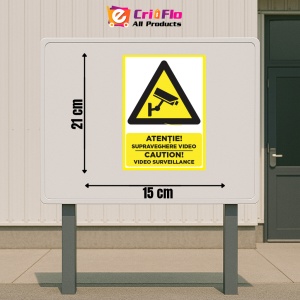 Indicator Atentie supraveghere video caution video surveillance, Sticker autocolant - Img 2