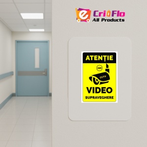 Indicator Atentie video supraveghere cctv, Sticker autocolant - Img 5