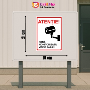 Indicator Atentie zona monitorizata video, Sticker autocolant - Img 2