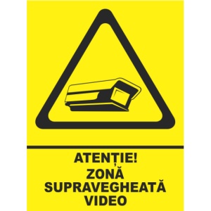 Indicator Atentie zona supravegheata video, Sticker autocolant - Img 1