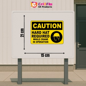 Indicator Caution Hard Hat Required While Crane In Operation Sign, Sticker autocolant - Img 2