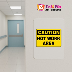 Indicator Caution Hot Work Area Sign, Sticker autocolant - Img 5