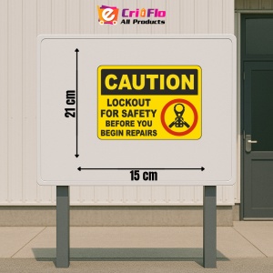 Indicator Caution Lockout For Safety Before Repairs Sign, Sticker autocolant - Img 2