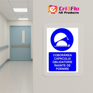 Indicator Coborarea capacului obligatorie inainte de pornire indicator de obligativitate, Sticker autocolant - Img 5