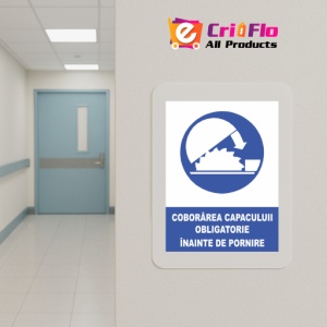 Indicator Coborarea capacului obligatorie inainte de pornire, Sticker autocolant - Img 5