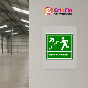 Indicator De iesire de urgenta scari cu sageata in stanga sus, Sticker autocolant - Img 3