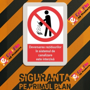 Indicator deversarea reziduurilor in canalizare interzisa indicatoare protectia muncii, Sticker autocolant - Img 3