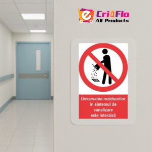 Indicator deversarea reziduurilor in canalizare interzisa indicatoare protectia muncii, Sticker autocolant - Img 5