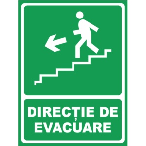 Indicator Directie de evacuare coborare stanga, Sticker autocolant