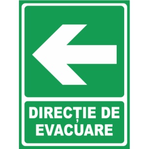 Indicator Directie de evacuare stanga, Sticker autocolant