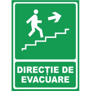 Indicator Directie de evacuare urcare dreapta, Sticker autocolant