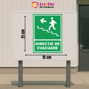Indicator Directie de evacuare urcare stanga, Sticker autocolant - Img 2