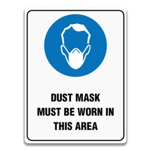 Indicator DUST MASK MUST BE WORN IN THIS AREA SIGN, Sticker autocolant