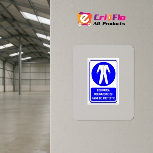 Indicator Echiparea obligatorie cu haine de protectie, Sticker autocolant - Img 3