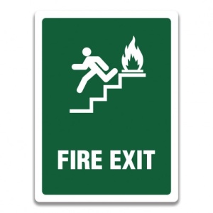 Indicator FIRE EXIT STAIRWAY LEFT SIGN, Sticker autocolant