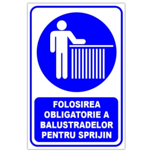 Indicator Folosirea obligatorie a balustradelor de sprijin, Sticker autocolant