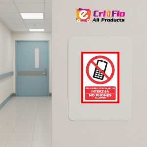 Indicator Folosirea telefoanelor interzisa no phones allowed, Sticker autocolant - Img 4