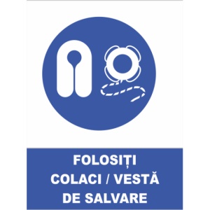 Indicator Folositi colaci vesta de salvare, Sticker autocolant