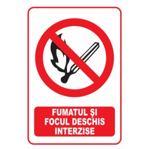 Indicator Fumatul si focul deschis interzise, Sticker autocolant