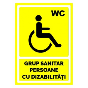 Indicator Galben pentru grup sanitar persoane cu dizabilitati, Sticker autocolant