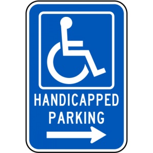 Indicator Handicapped Parking Sign Right Arrow, Sticker autocolant