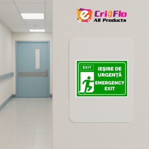 Indicator Iesire de urgenta emergency exit, Sticker autocolant - Img 4