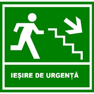 Indicator Iesire de urgenta scari in dreapta jos, Sticker autocolant