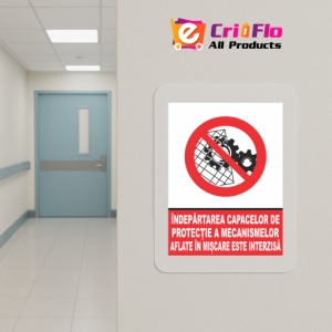 Indicator Indepartarea capacelor de protectie a mecanismelor aflate in miscare este interzisa, Sticker autocolant - Img 5