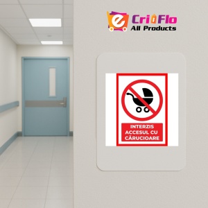 Indicator Interzis accesul cu carucioare, Sticker autocolant - Img 4