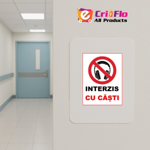 Indicator Interzis cu casti, Sticker autocolant - Img 4