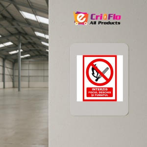 Indicator Interzis focul deschis si fumatul, Sticker autocolant - Img 3