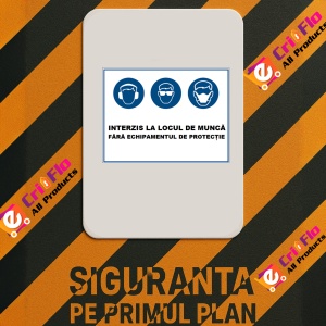 Indicator Interzis la locul de munca fara echipamentul de protectie, Sticker autocolant - Img 2