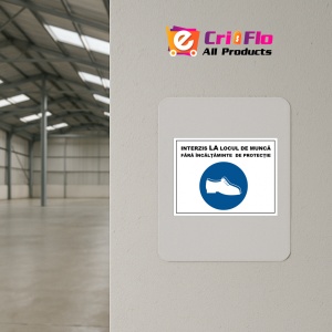 Indicator Interzis la locul de munca fara incaltaminte de protectie, Sticker autocolant - Img 3