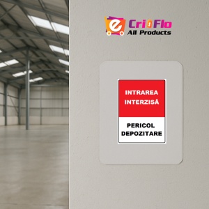 Indicator Intrarea interzisa pericol depozitare, Sticker autocolant - Img 3