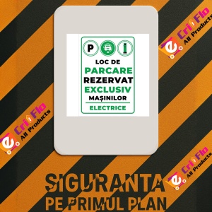 Indicator Loc de parcare rezervat exclusiv masinilor electrice, Sticker autocolant - Img 2