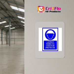 Indicator Lucrati numai cu casca de protectie, Sticker autocolant - Img 3