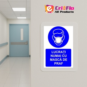 Indicator Lucrati numai cu masca de praf indicator de obligativitate, Sticker autocolant - Img 5