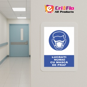 Indicator Lucrati numai cu masca de praf, Sticker autocolant - Img 5