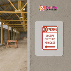 Indicator No Parking Except Electric Vehicle Sign Left Arrow, Sticker autocolant - Img 5