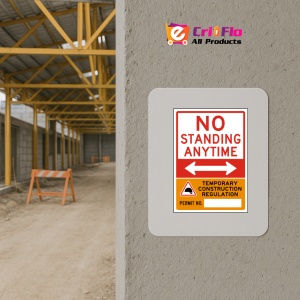 Indicator No Standing Anytime Temporary Construction Regulation Sign, Sticker autocolant - Img 5