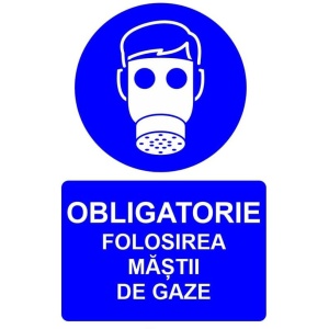 Indicator Obligatorie folosirea mastii de gaze indicator de obligativitate, Sticker autocolant