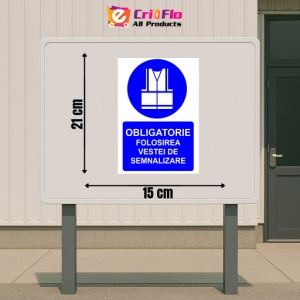Indicator Obligatorie folosirea vestei de semnalizare indicator de obligativitate, Sticker autocolant - Img 2