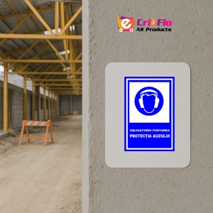 Indicator Obligatoriu purtarea protectia auzului, Sticker autocolant - Img 5